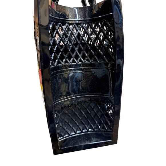 Jelly Tote Large Black Vented PVC Beach Bag Sturdy Handle Carry - Picture 3 of 8